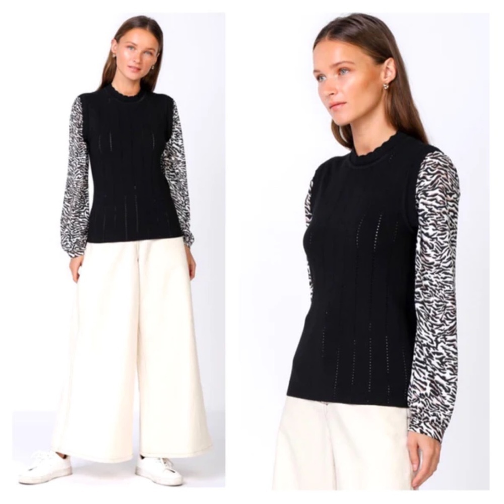 Anthropologie Current Air Susanne Pullover mixed media sweater NWT - Picture 9 of 9